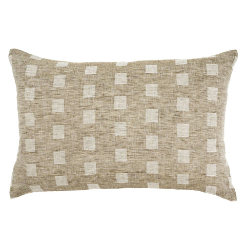 16x24 Check Linen Pillow Natural