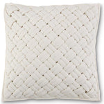 18 INCH SQUARE CREAM CHUNKY WOVEN PILLOW