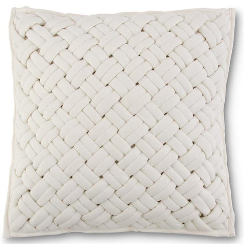 18 INCH SQUARE CREAM CHUNKY WOVEN PILLOW