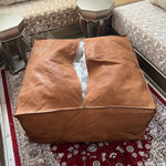 Handmade Furniture | CowHide Leather OttomanTable-Unstuffed