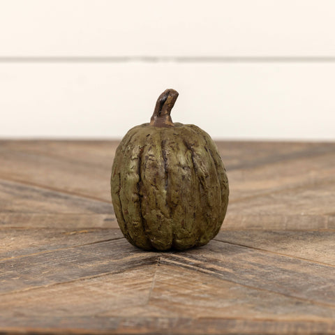 3.75" OLIVE GREEN TALL PUMPKIN