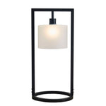 Modern Industrial Black Open Frame Table Lamp, White