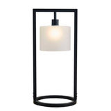 Modern Industrial Black Open Frame Table Lamp, White