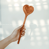 Large Wooden Heart Shaped Spoon - Kitchen Serving Utensil