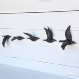 Flying Gulls - Bone China, Set of 5 - Assorted - Matte Black