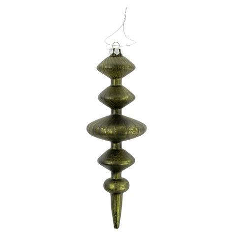 Gracie Spindle Glass Ornament, Dark Green