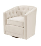 Caucasian pine velvet swivel Accent Arm chair- cream-