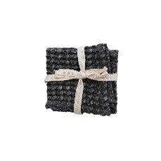 S/3 10-1/2" Sq Cotton WaffleWeave Dish Cloths, Charcoal