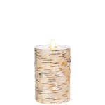 3.25" X 6" MOVING FLAME BIRCH WRAPPED PILLAR CANDLE