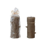 Tree Log Shaped Candle w Mushrooms,Olive Clr