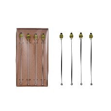 Stainless Steel Cocktail Stirrers w Glass Bees