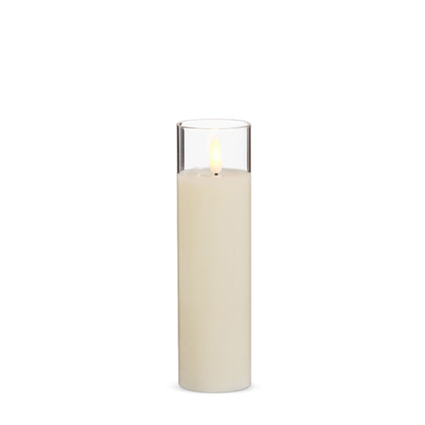 2x7 Clear Glass Ivory Pillar Candle