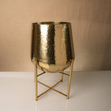 Gold Hammered Flower Pot with Stand