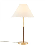 Mid-Century Pull Chain Table Lamp, Gold Brown