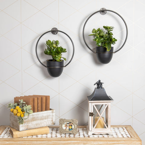 Urban Green 2-Piece Metal Hanging Planter Set