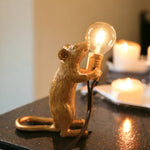 Gold Plated Mouse Resin Night Light | Creative Lamp