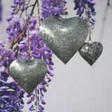 Set of 3 Metal 3-D Hanging Hearts Ornaments W/O Ribbon