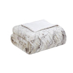 Faux Fur Oversized 60x70" Marble Throw Blanket, Natural