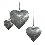 Set of 3 Metal 3-D Hanging Hearts Ornaments W/O Ribbon