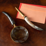 Authentic Horn Handle Magnifying Glass & Letter Opener S/2