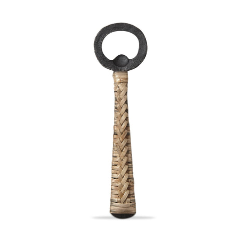 Bamboo Handle Forged Bottle Opener - Black Multi