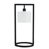 Modern Industrial Black Open Frame Table Lamp, White