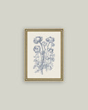 Blue Flower Sketch 1 Framed Antique Art