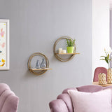 Golden Rings Floating Wall Shelves - Set of 2