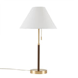 Mid-Century Pull Chain Table Lamp, Gold Brown