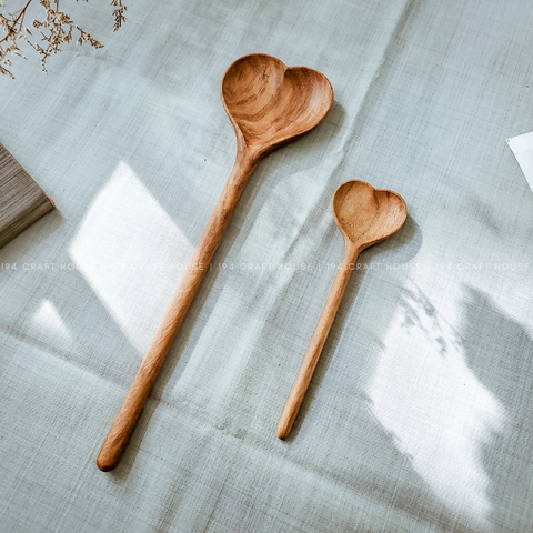 Large Wooden Heart Shaped Spoon - Kitchen Serving Utensil