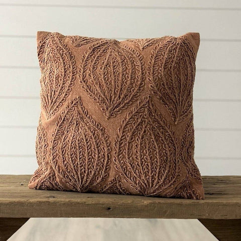 Pillow - Stonewsh Terracotta Leaf Pattern (PC)