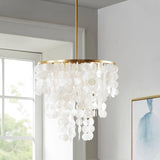 1-Light Shell Drape Elegant Chandelier with Gold Base