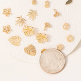 Mini Monstera Leaf Pineapple Flower Earrings Set