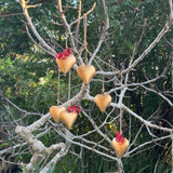 Six Piece Valentine's Heart Bell Chime Pendant on Jute Rope