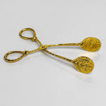 Vintage-Style Brass Leaf Serving Tongs