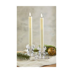 Ivory Ribbed LED Taper Candles Set of 2