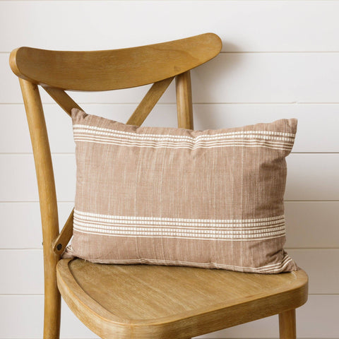 Woven Stripe Lumbar Pillow, Praline (PC)