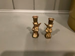 Brass angel candle holder set