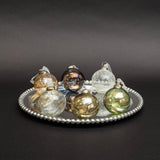 Tinted Smoky Crackled Glass Ornaments Asst.6, Sm