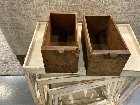 Assorted small wood drawers