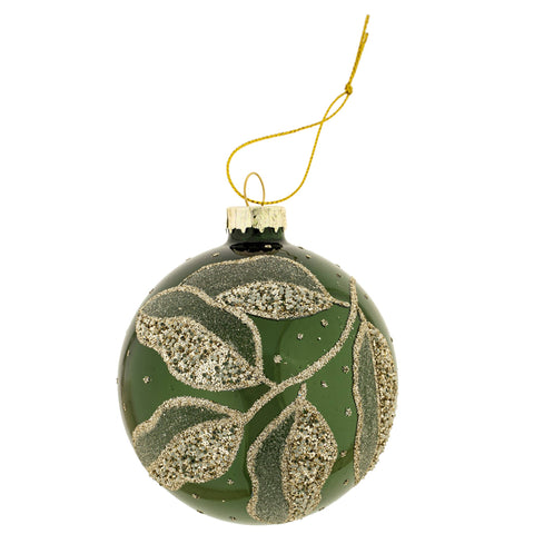 Glitter Forest Glass Ornament, Green