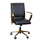 Black LeatherSoft Office Chair with Gold Arms