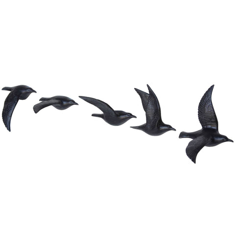 Flying Gulls - Bone China, Set of 5 - Assorted - Matte Black