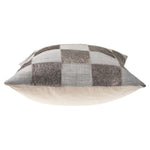 Silver and Brown Check Faux Leather Throw Pillow