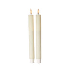 Ivory Ribbed LED Taper Candles Set of 2