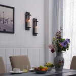 Metal Pillar Candle Sconces with Glass Inserts