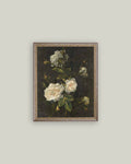 Moody Still Life Rose Framed Antique Art