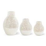 WHITE CERAMIC BASKET WEAVE VASES (3 Sizes)