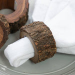 Wood Bark Border Napkin Rings Round Light