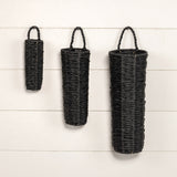 SET/ 3 BLACK GRASS WALL BASKETS